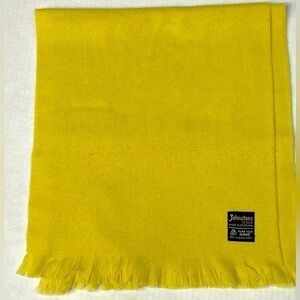 Vintage Johnstons Of Elgin Pure New Wool Yellow Scarf Solid Fringe 56” X 12"